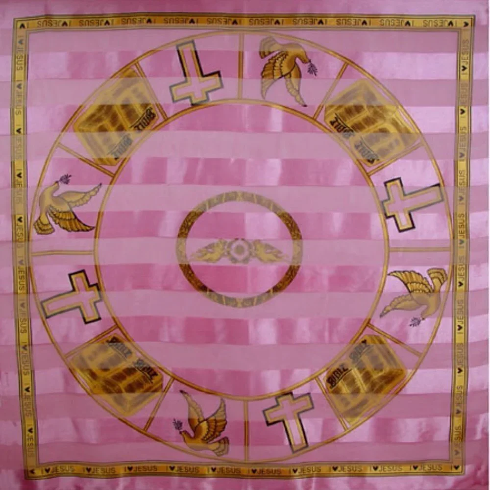 Pink Dove Bible Holy Spirit Worship Veil Christian Cross I ❤ Love Jesus Scarf